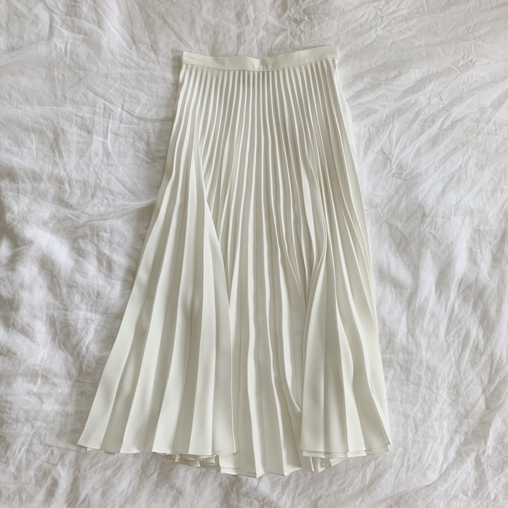NEW Shaina Mote Pleated Maxi Skirt Aster in Salt White